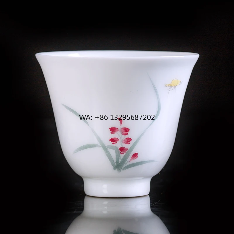 

Custom Jingdezhen Ceramic Teacup Hand-Painted Pastel Plum Orchid Bamboo Chrysanthemum Porcelain Kung Fu Clear Tea Water Cups Set