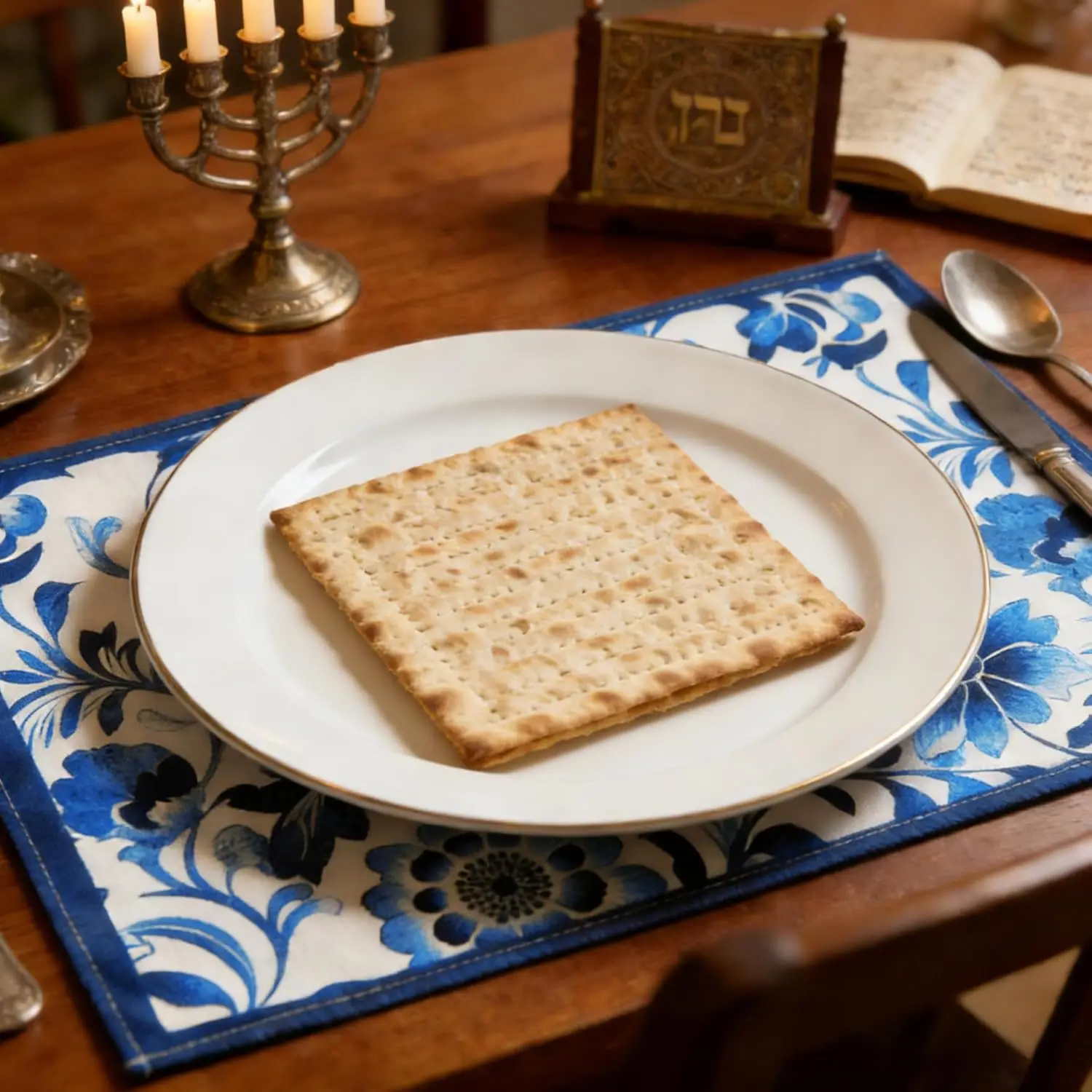 Happy Passover Placemats Set Party Decor Washable Jewish Pesach Floral Print Dining Table Mats Place Mat Passover Decorations
