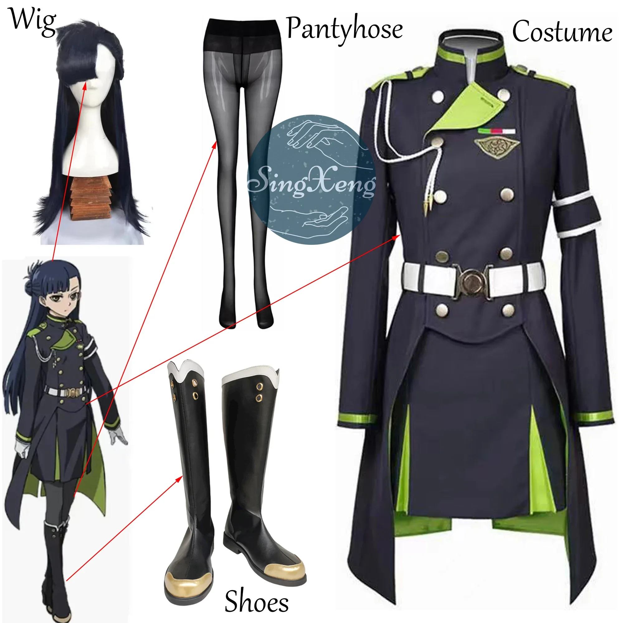 SingXeng Anime Seraph of the End Shigure Yukimi Cosplay Costume Women Dress Customize Halloween Christmas Suit