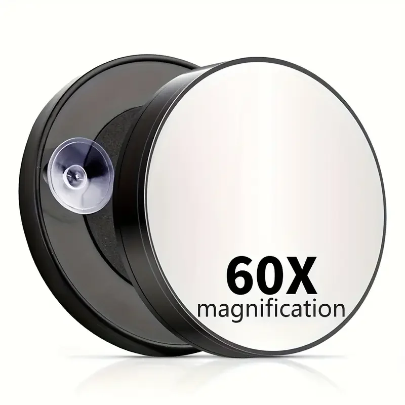 60x Magnification Makeup Mirror with Suction Cup Base - Hand Size, HD Non-Warp View for Face Precision Application and Grooming,