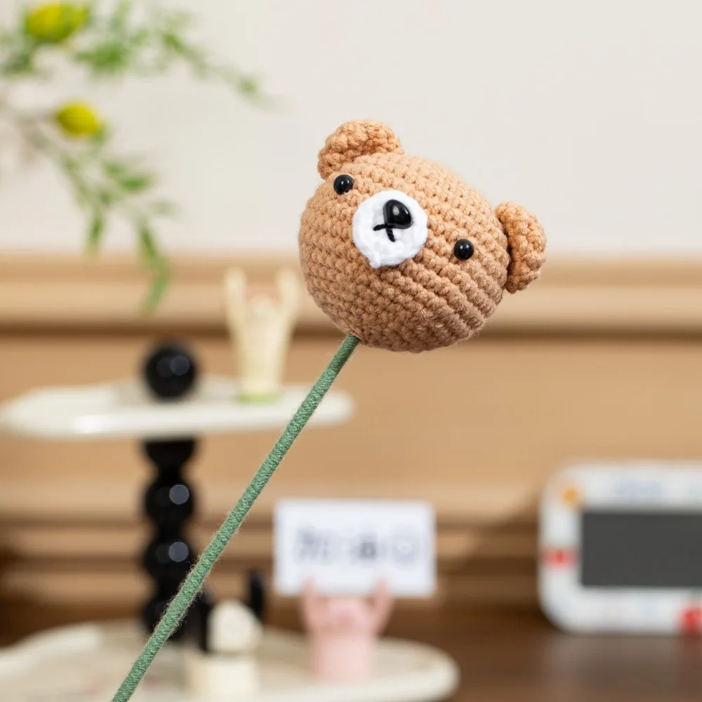 Doctoral Hats Graduation Knitted Flower Hand Woven Yarn Knitted Flower Crochet Flower Bouquet Crochet Design Fake DIY