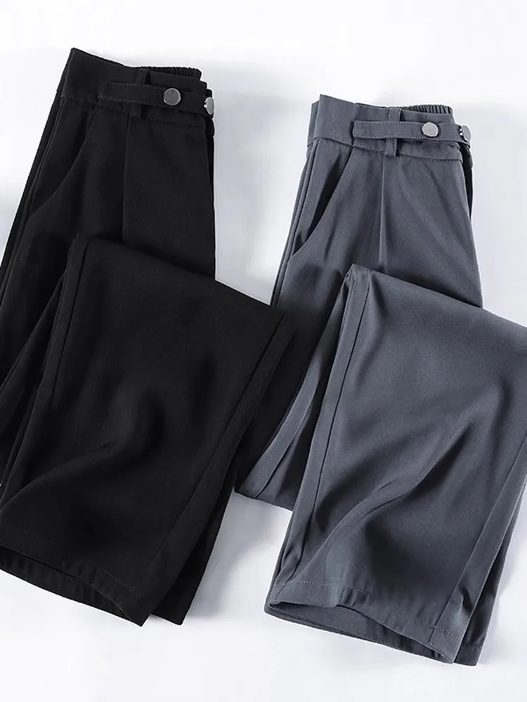 Elegant Classic Formal SuitPants Women Loose Vintage Korean Style Pleated Old Money Wide Baggy  Office Trousers