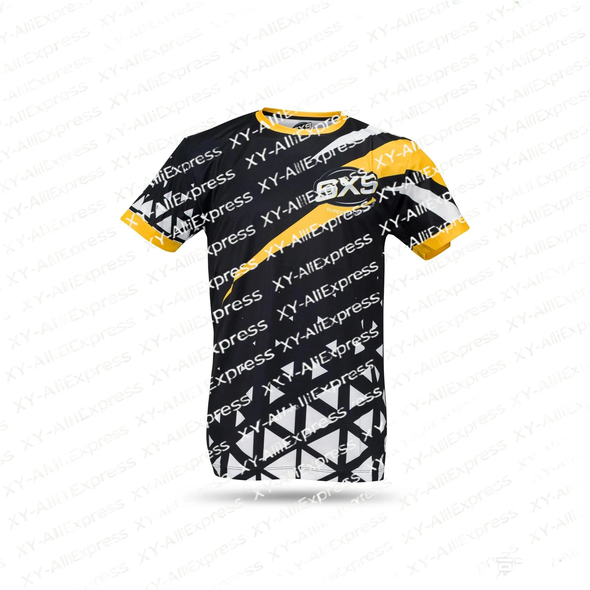 Men Lightweight Short Sleeve Shirt, Angular Graphic Race Design, Quick Dry Fabric for Trail Sports & Weekend Outdoor Plans