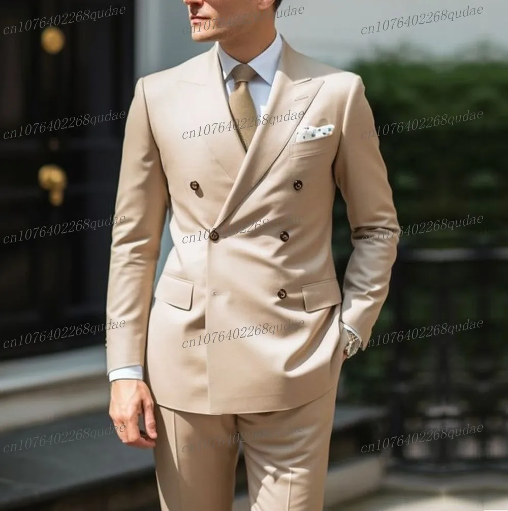 New Male Light Blue Formal Occasion Men Suit Wedding Party Groom Groomsman Tuxedos Bridegroom Costume 2 Piece Set Blazer Pants