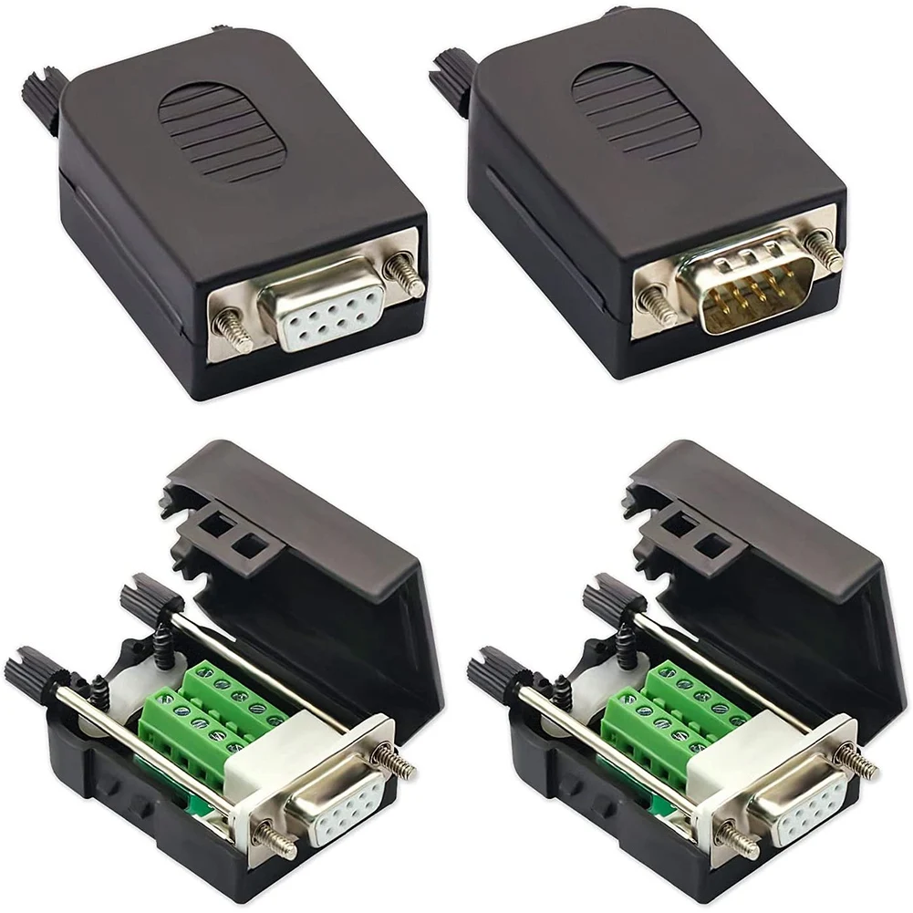 AY14 -DB9 Solderless RS232 D-SUB Serial To 9Pin Port Terminal Male Female Adapter Connector Breakout Board (2-Male+2-Female)