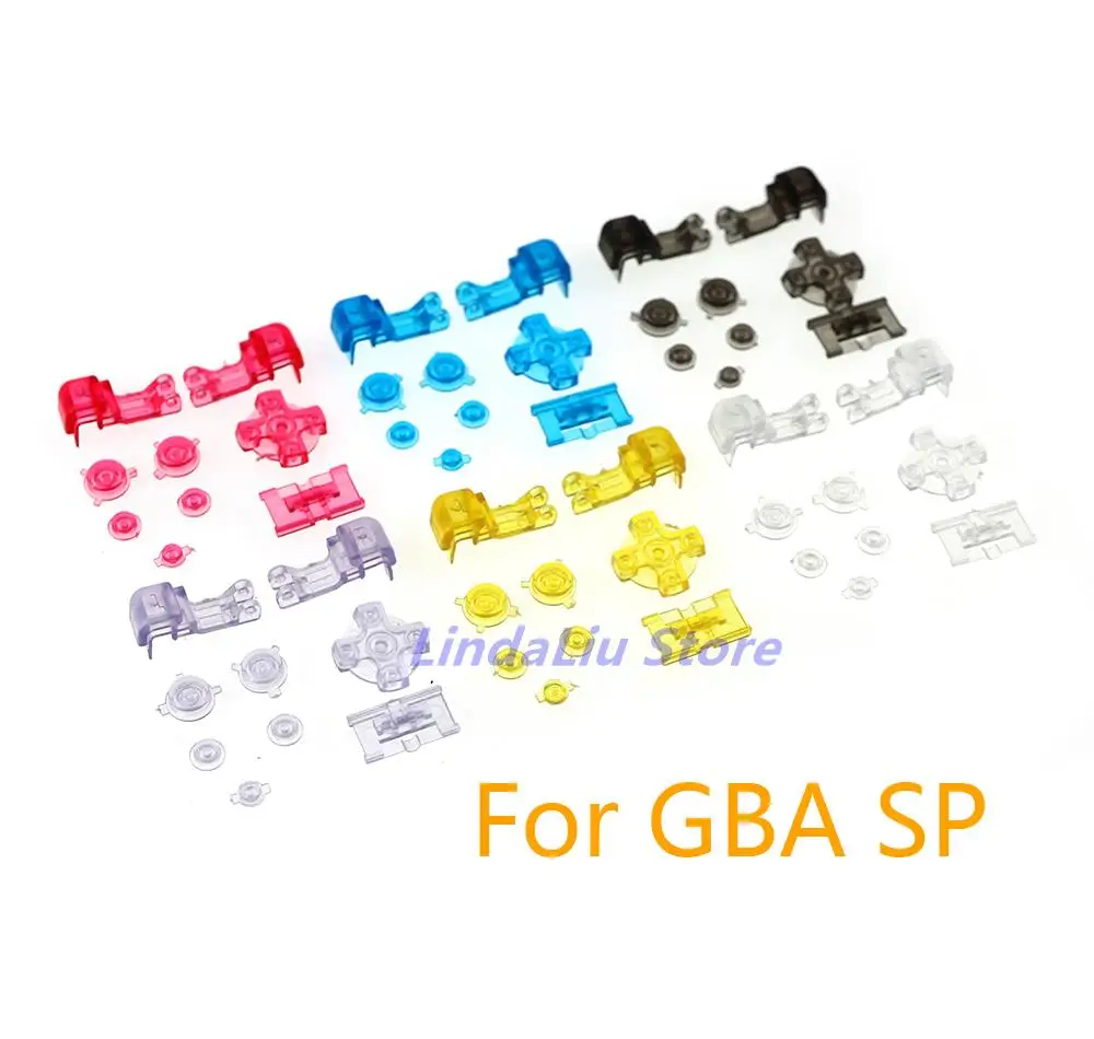 10sets 6 Colors Clear Colorful For GameBoy Advance SP GBA SP transparent clear Buttons SET Full R L A B D-Pad Replacement Parts