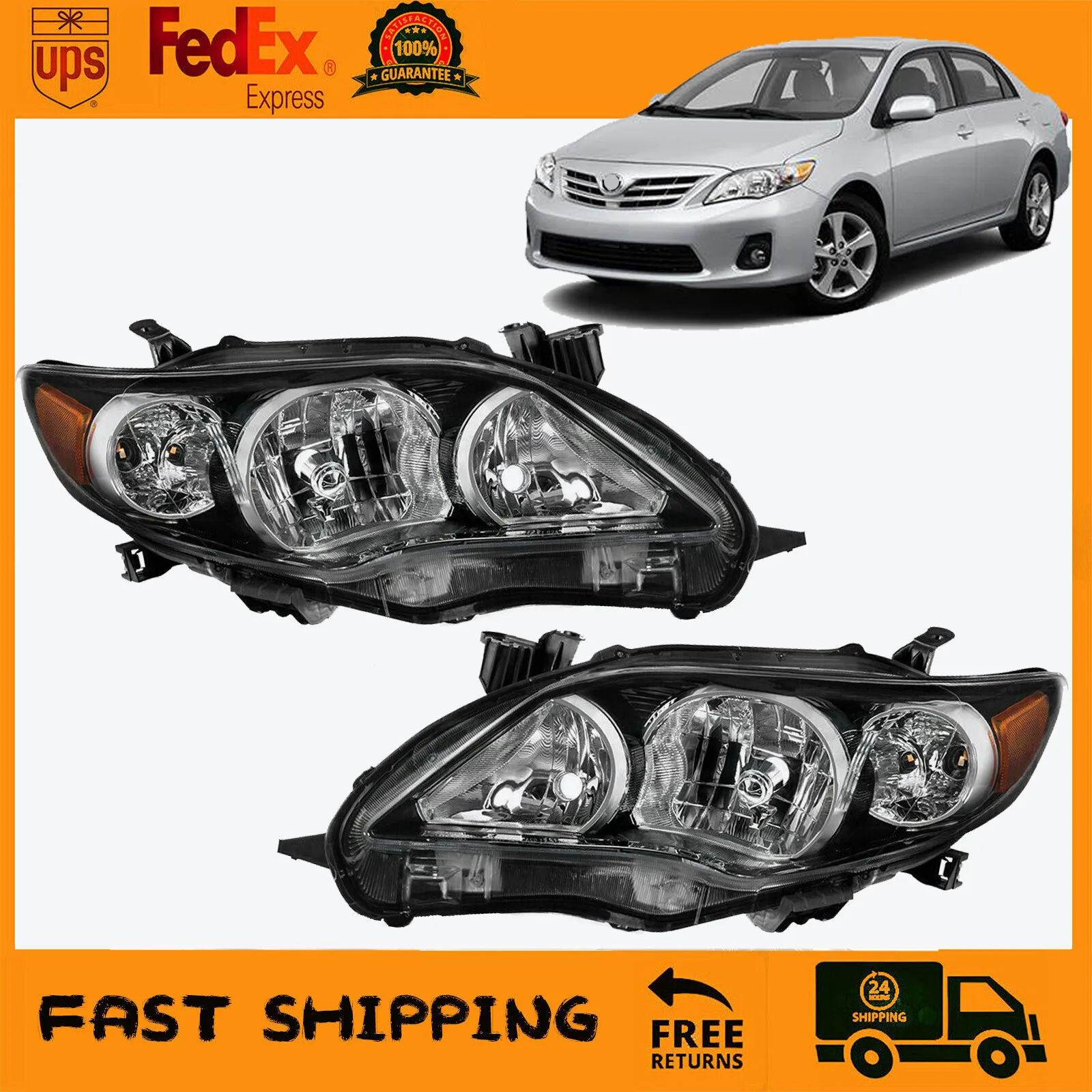 

Headlights Set For 2011 2012 2013 Toyota Corolla S XRS Left&Right Headlamps Pair