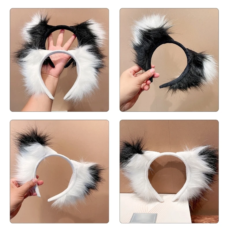 Handmade Dog Ear Headband Wolf Girls Cosplay Accessories Beast Ears Fursuit Masquerade Halloween Cosplay Party