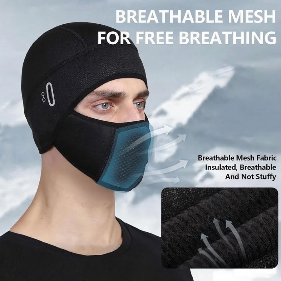 Termiczna czapka pod kask z osłoną twarzy, kominiarka z otworami na okulary do jazdy na rowerze i motocyklu