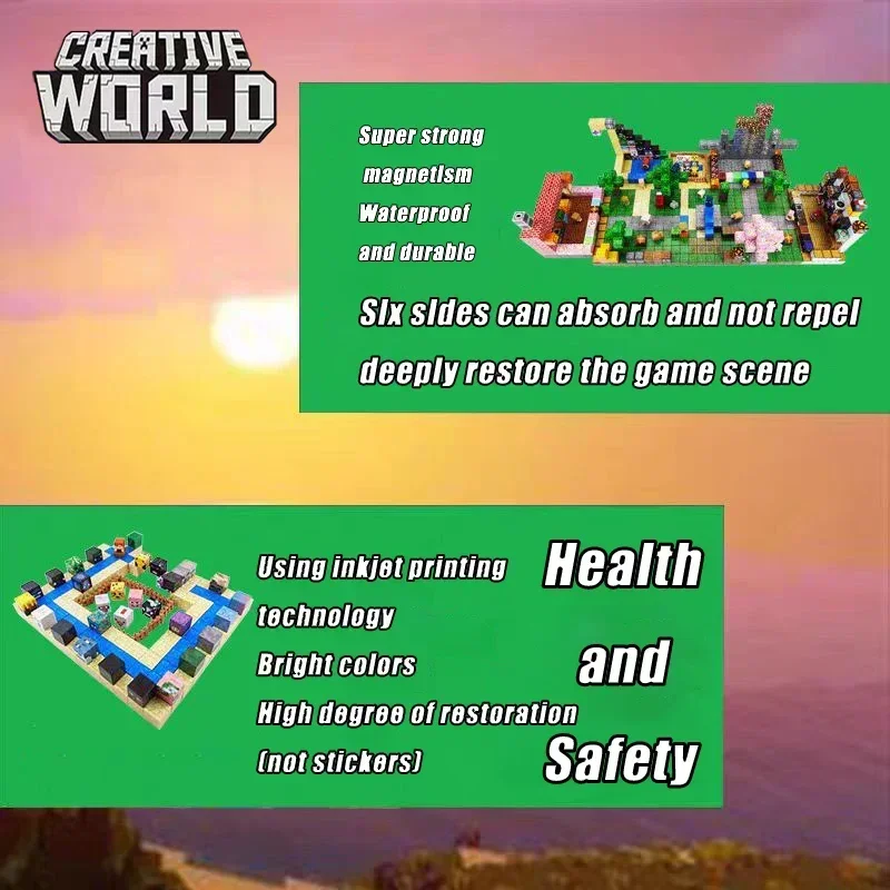 Magnetyczne klocki Mine World Magnet Cube do układania w stos Zestaw konstrukcyjny STEM Zabawki sensoryczne Dzieci Chłopcy Dziewczynki Wiek 3+ Zabawki DIY