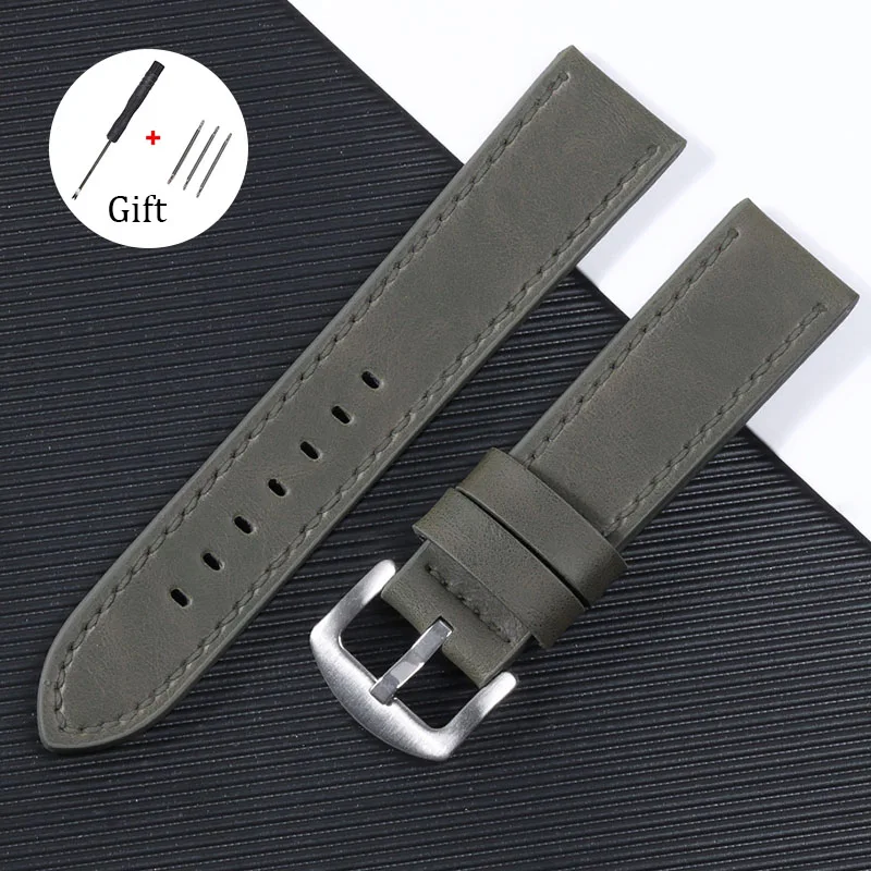 Vintage-Lederarmband, 18 mm, 20 mm, 22 mm, 24 mm, weiches Uhrenarmband, Armband für Smartwatch, Ersatzarmband, Sport, wasserdichtes Band