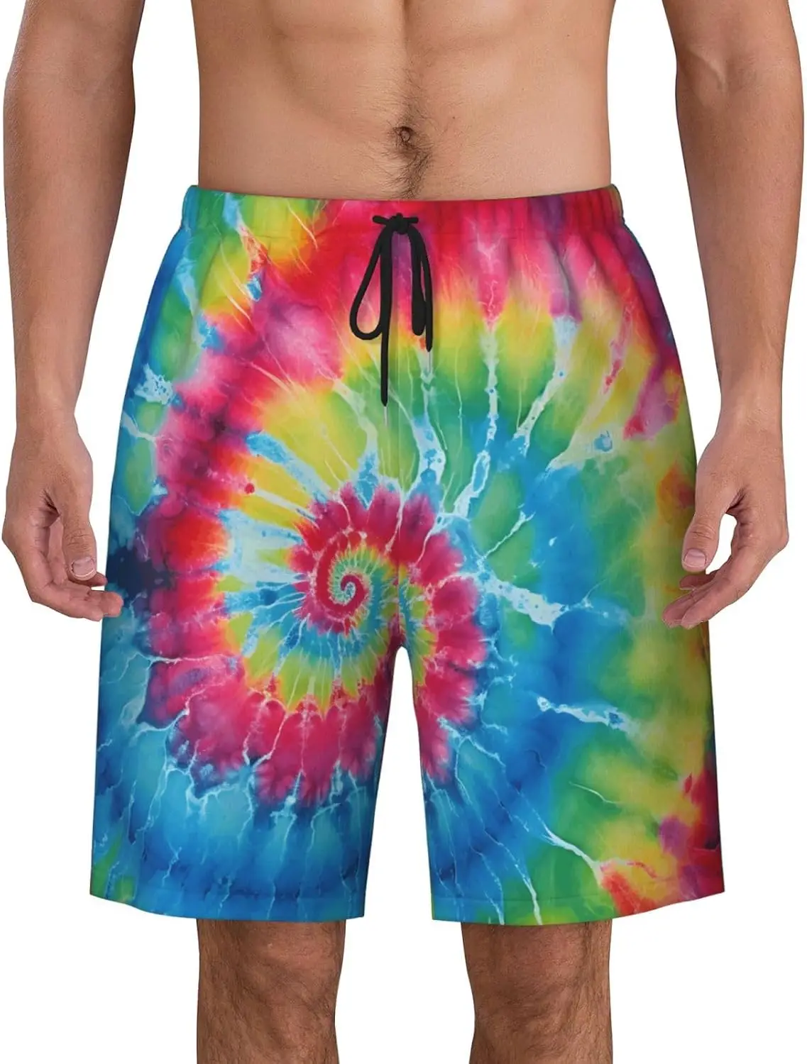 Tye Dye Men's Swim Trunks with Mesh Lining Quick Dry Board Shorts Lightweight Swimsuit Bathing Suit Summer Beach Shorts