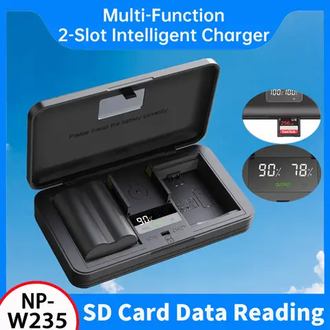 NP-W235 Battery Charger, with SD card reading function For Fuji X-T5, X-T4, X-S20, GFX 100S II, GFX 50S II, X-H2S, X-H2 Camera