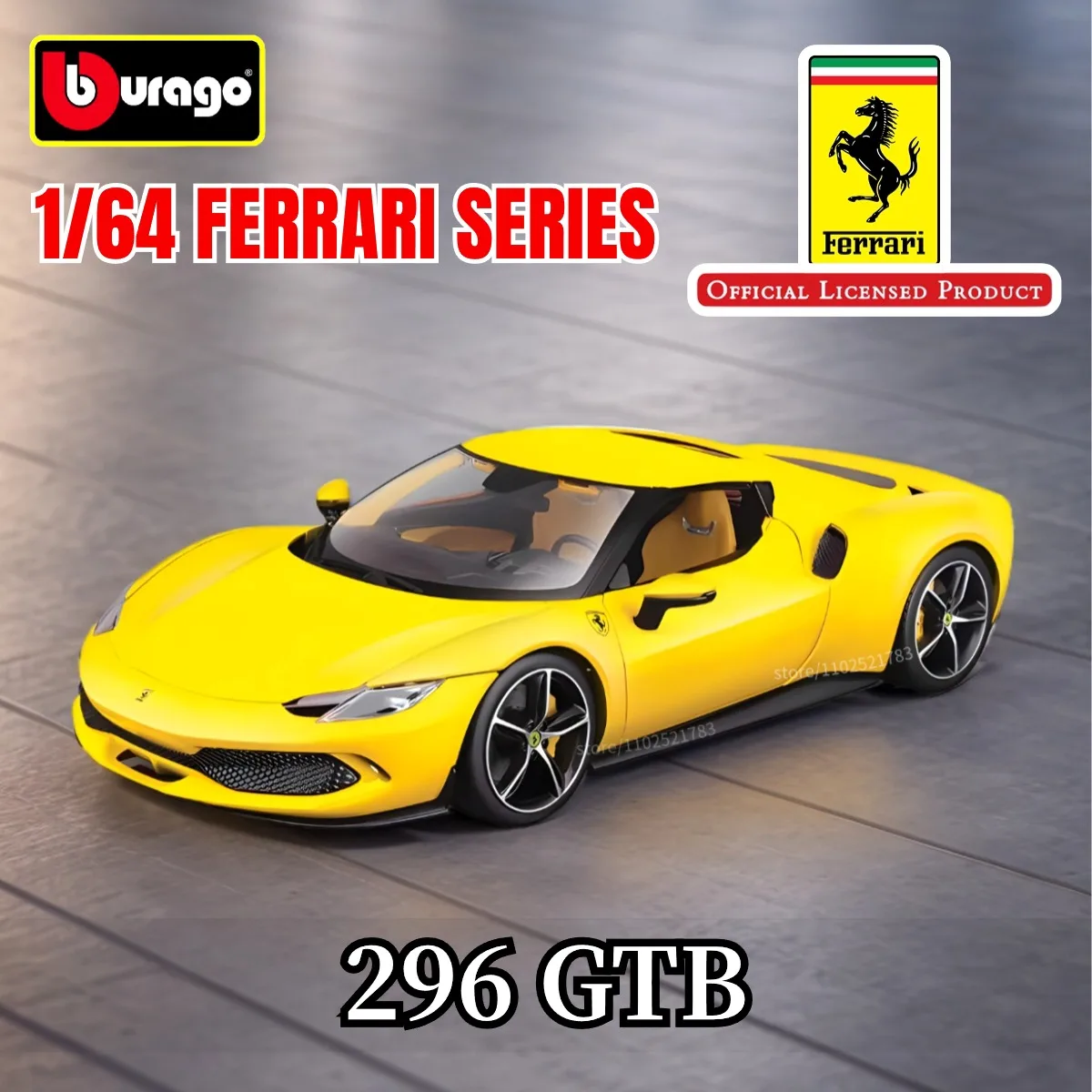 Bburago 1:64 Ferrari 296 GTB Car Model Scale Replica F40 F50 458 488 Enzo Diecast Miniature Art Traffic Figure Kid Boy Toy