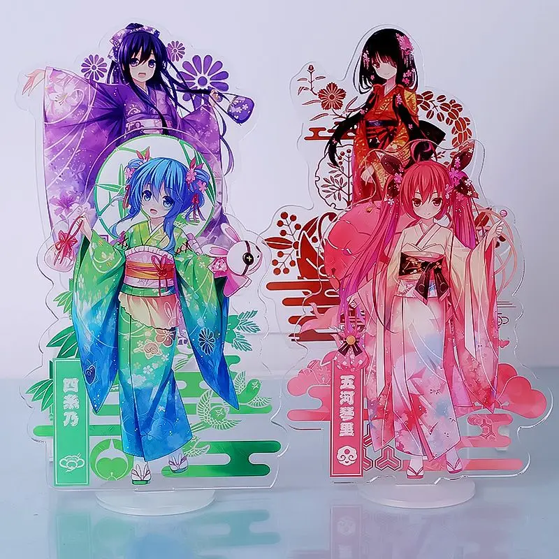 Anime Date A Live Figure Tokisaki Kurumi Kotori Itsuka Yatogami Tohka Kimono Dress Up Acrylic Standing Plates Desktop Decoration