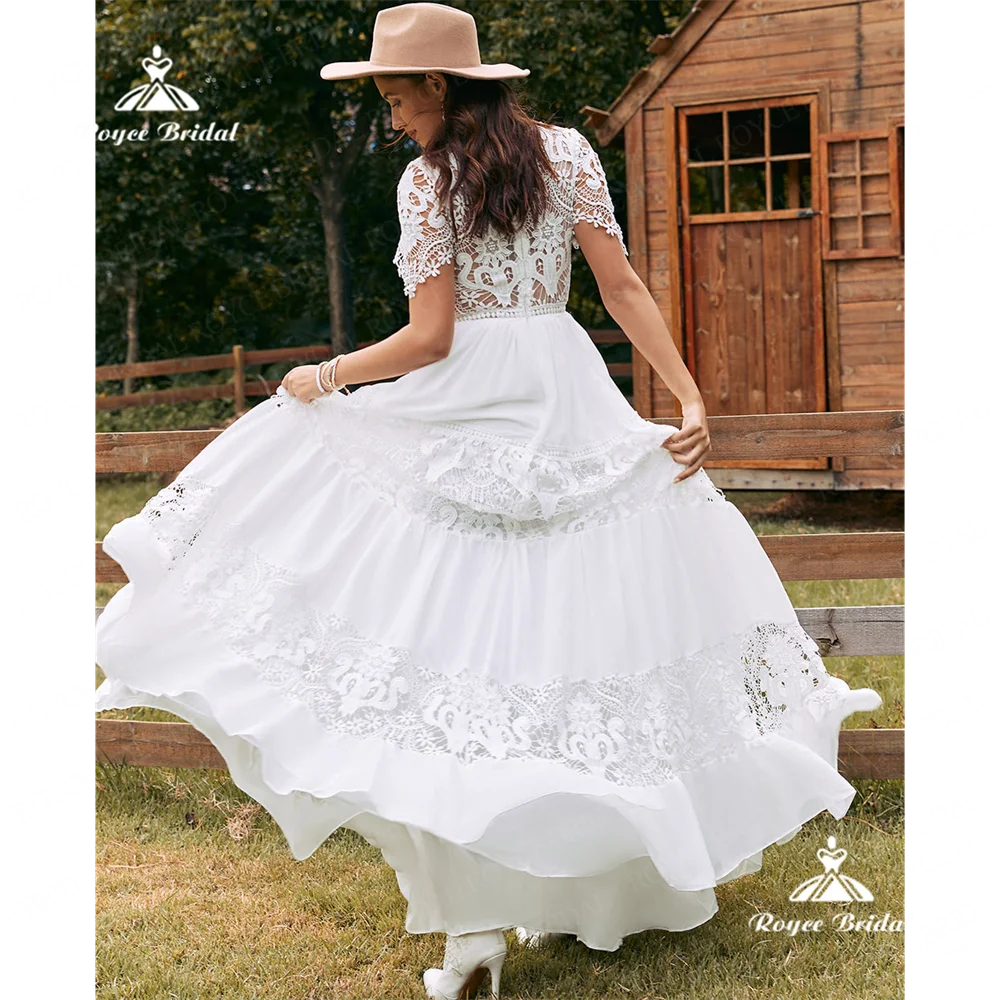 Roycebridal-Vestido de Noiva com Cauda Varrer, Linha A, Vestido Branco, Vestidos De Noiva Para Noiva, Vestido De Festa, 2022