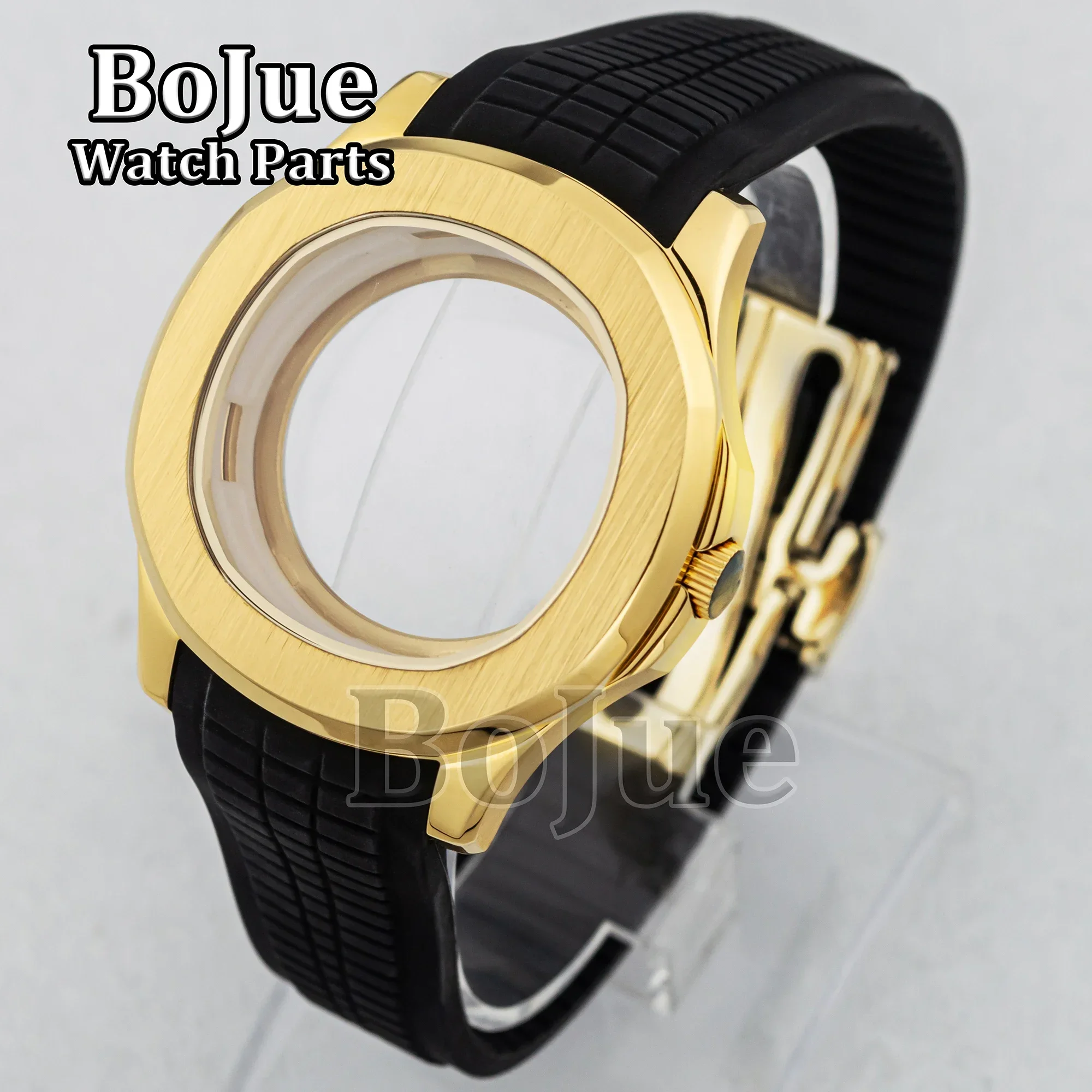 

Gold PVD 42mm Men's Watch Case Rubber Strap Bracelet Mod AQUANAUT Nautilus Parts For Seiko NH35 NH36 NH38 Movement 32mm Dial