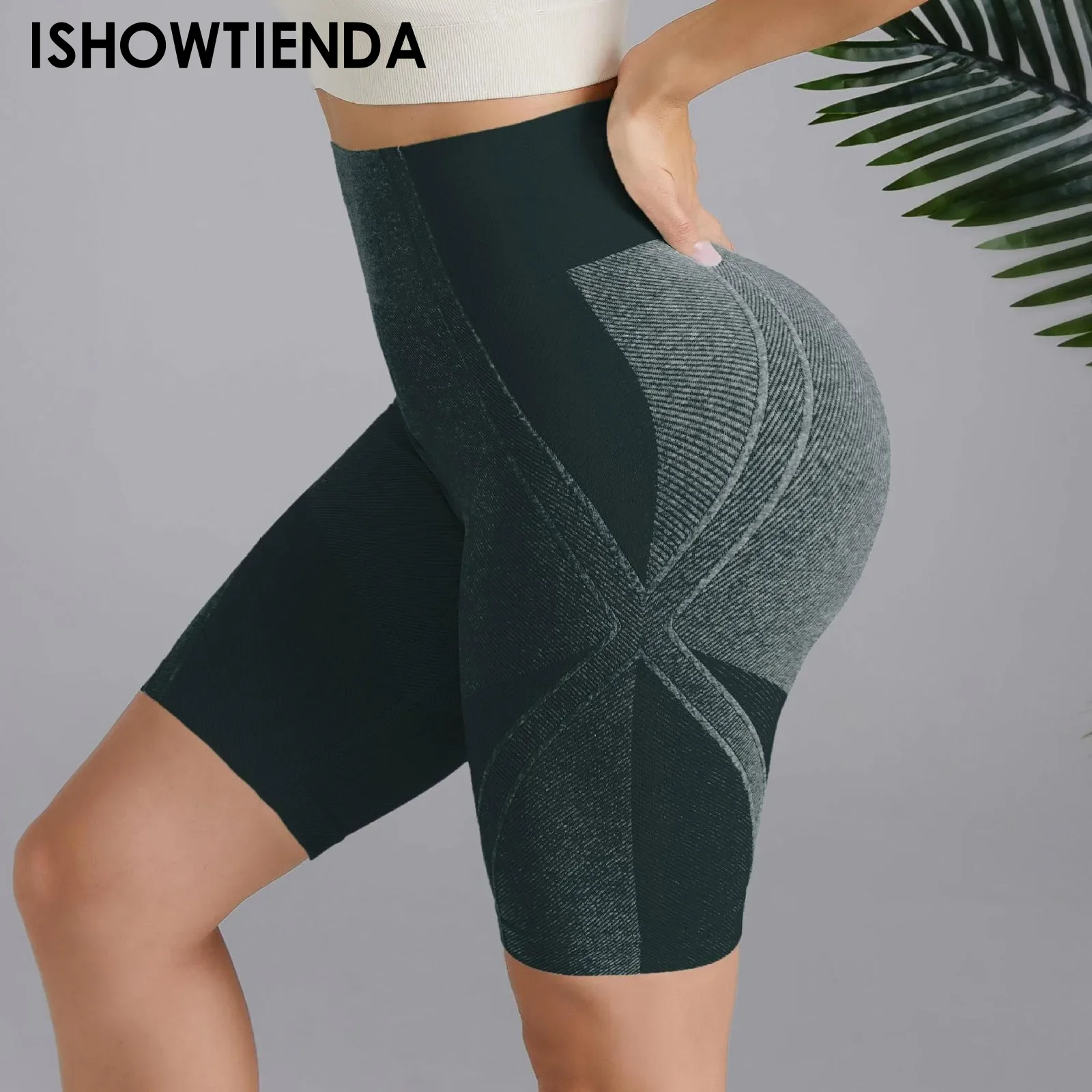 

Women Elastic Yoga Shorts High Waist Tummy Control Ruched Booty Pants Seamless Butt Lifting Gym Workout Compression Tights