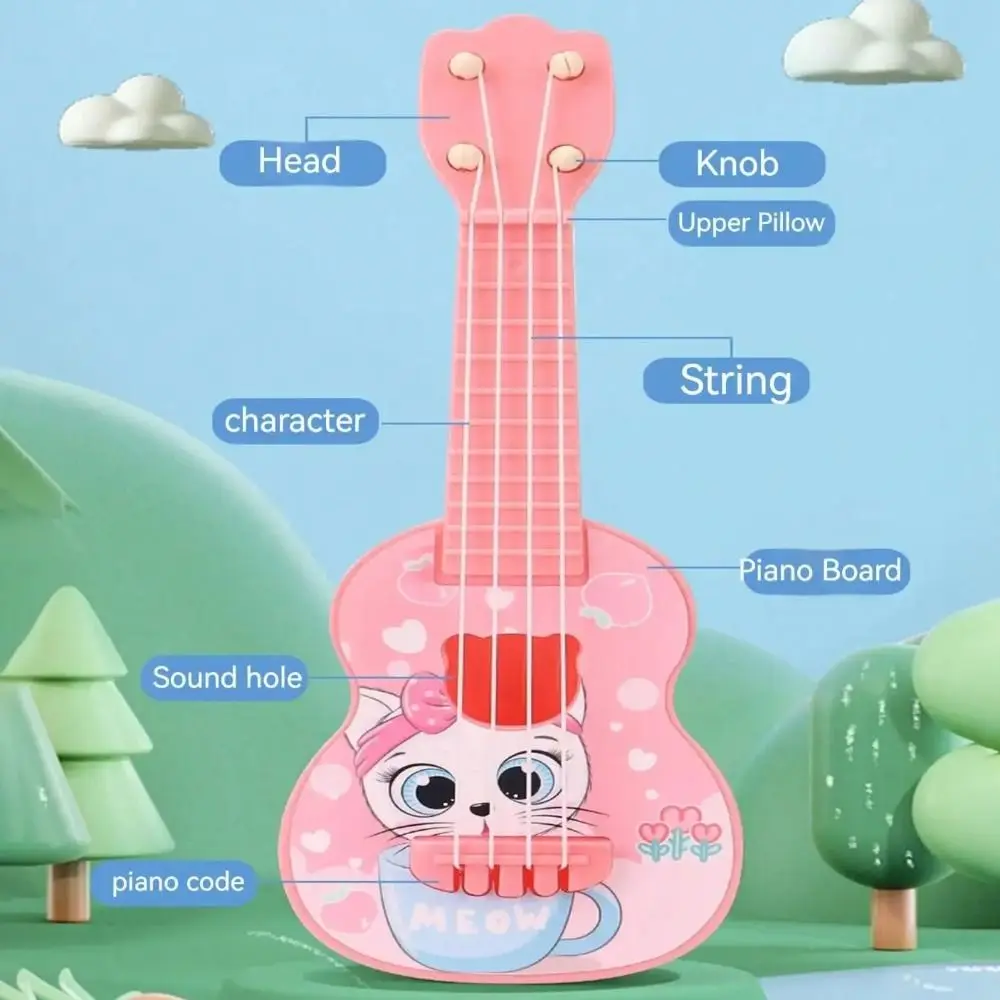 Ukulele de dessin animé pour enfants, mini jouets musicaux créatifs, cadeau pour débutants, instruments de musique, haute qualité