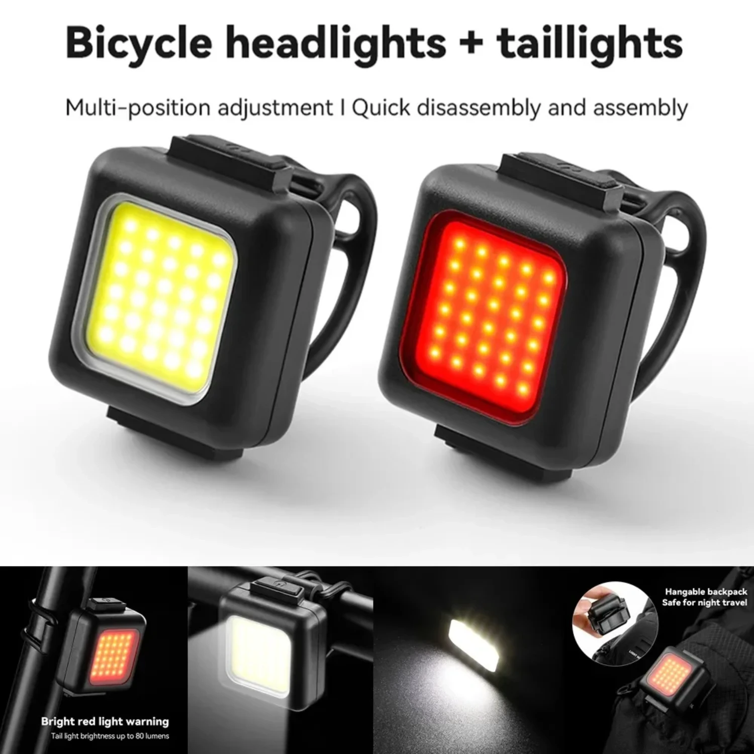 

Mini Bike Light Cycling Bicycle Front Rear Light Type-C USB Charging Headlight Warning Taillight Lantern Cycling Tail Lamp Ab