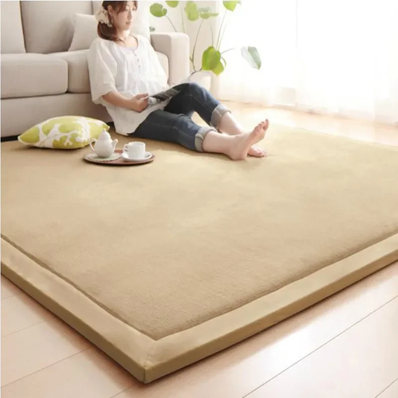 Thick Coral Fleece Velvet Carpet for Children, Simple Japanese Tatami, Thickened Rug for Bedroom, Rug Pad for Children, Climbing