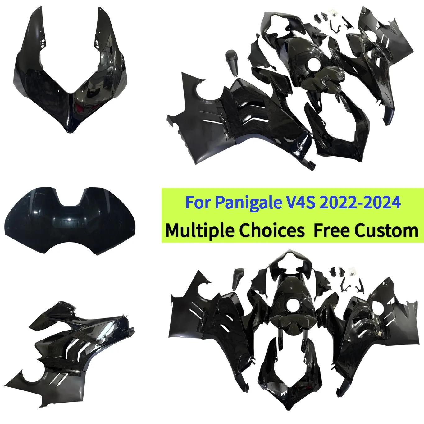 

Gloss Black Motorcycle Injection Fairing Set Fit for DUCATI Panigale V4 S 22 23 24 ABS Plastic Body Shells V4 2022-2024