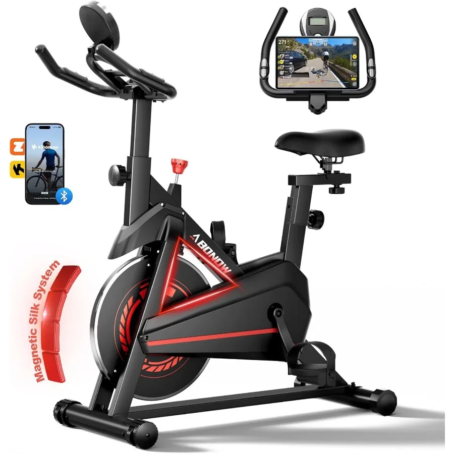 Bicicleta estática interior compacta para entrenamientos en casa con compatibilidad con aplicaciones Diseño de bajo ruido Capacidad de peso de 300 libras Incluye tableta M