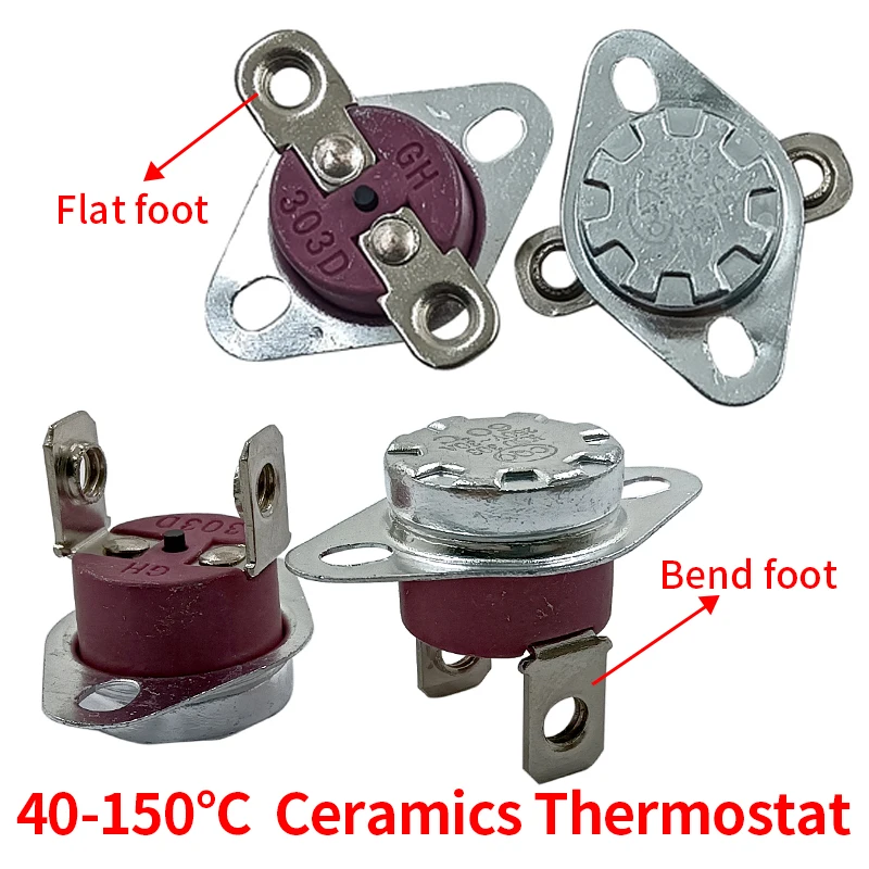 1/5/10PCS KSD303 30A250V 40C-150C Ceramic KSD301 Normally Closed Temperature Switch Thermostat 40 50 60 70 80 90 100 120 140 150