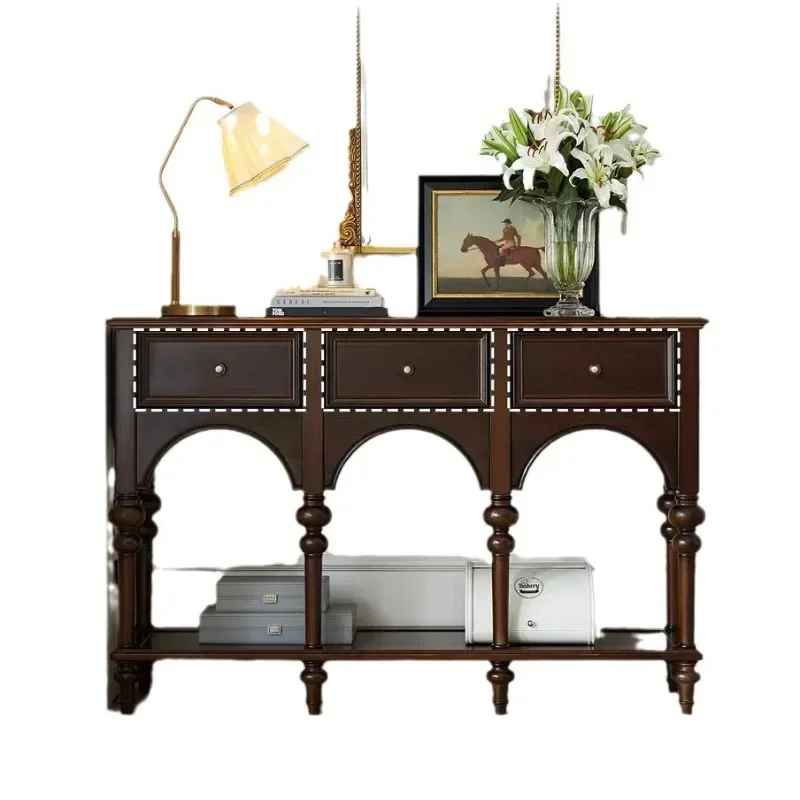 wood living room entrance table French retro entrance hall cabinet simple multi-functional storage storage cabinet