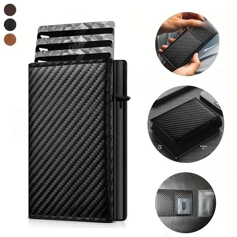 Dompet Pria Pemblokir Kartu Kredit Tempat Uang Dompet Mewah Serat Karbon Tempat Kartu Bank Dompet Koin Dompet Minimalis Kecil