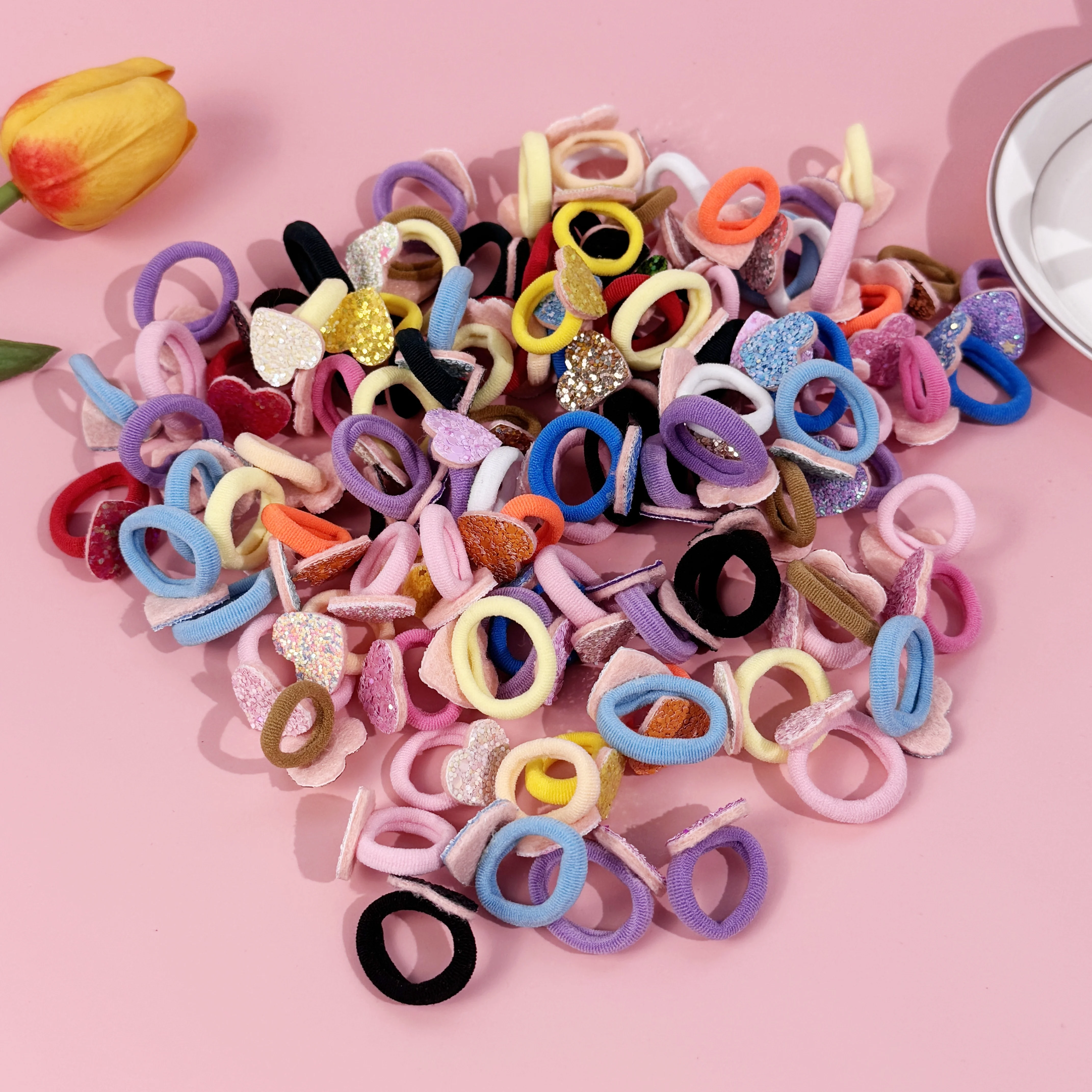 20/30/50 Stück süße Mini-Herz-elastische Haarbänder für Mädchen, Pferdeschwanz-Halter, Haargummis, Haarschmuck für Baby- und Kinder-Kopfbedeckung