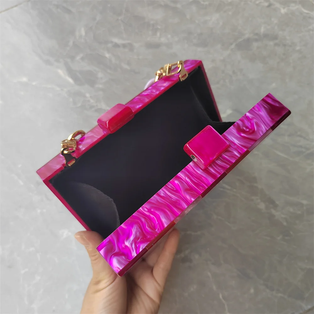Factory New Trendy Handbag Brand Women Summer Small Mini Rose Red Plaid Luxury Party Evening Bags Cute Wedding Box Clutch Purse