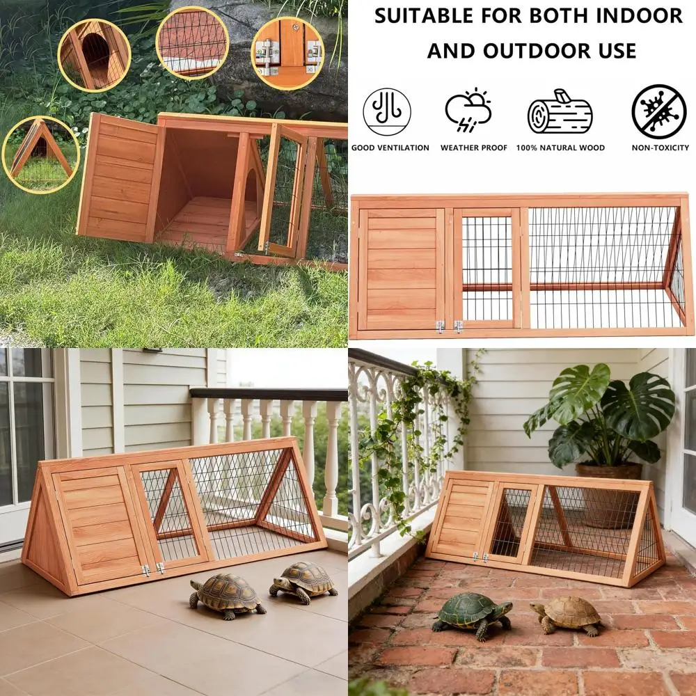 

Деревянный вольер для черепах (для дома и улицы) с вентилируемой сеткой и скрытым домиком для рептилий и мелких животных (коричневый)
