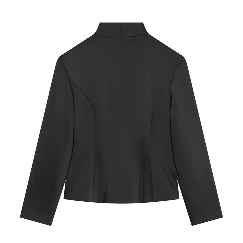 Guobioziy Women's Top 2026 Spring and Autumn New Fashion Solid Color Long Sleeve Satin-Textured Jacket with Knot Button