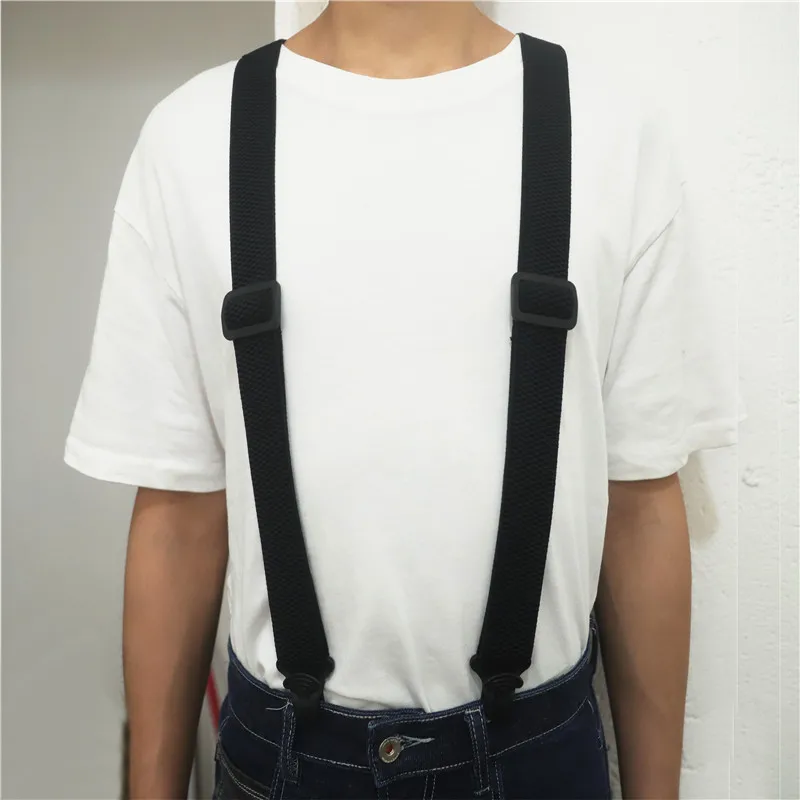 Heavy Duty Work Suspenders for Unisex Men 3.7cm Wide X-Back with 4 Plastic Gripper Clasps Adjustable Elastic Trouser Pants Brace