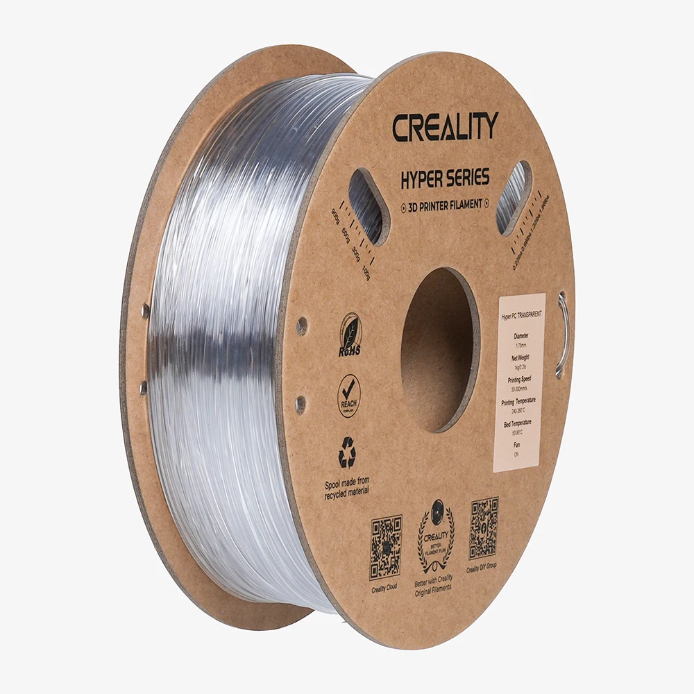 Creality Hyper PC Filament 1.75mm 1KG Transparent High Heat Resistance Tough & Rigid New 3d Printer Filament for All 3D Printers