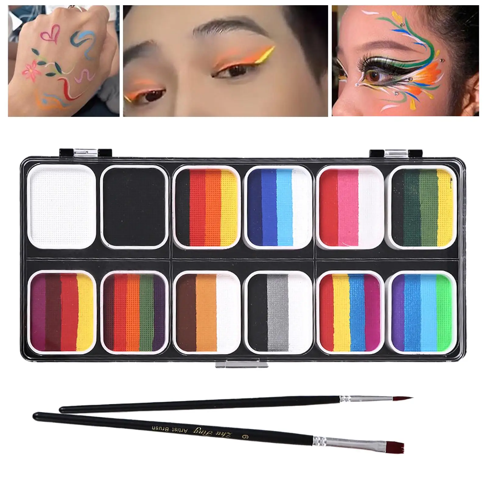 Paleta de pintura para niños y adultos, maquillaje, baile, utilería para fotos, cara y cuerpo, juego de pintura