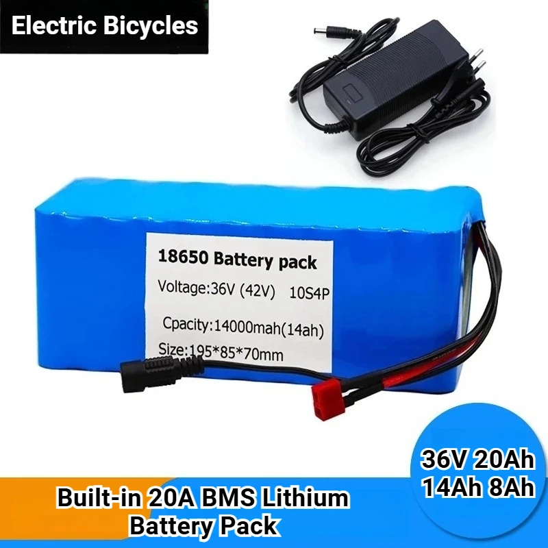 

36V 20Ah 14Ah 8Ah Built-in 20A BMS Lithium Battery Pack for Electric Bicycles