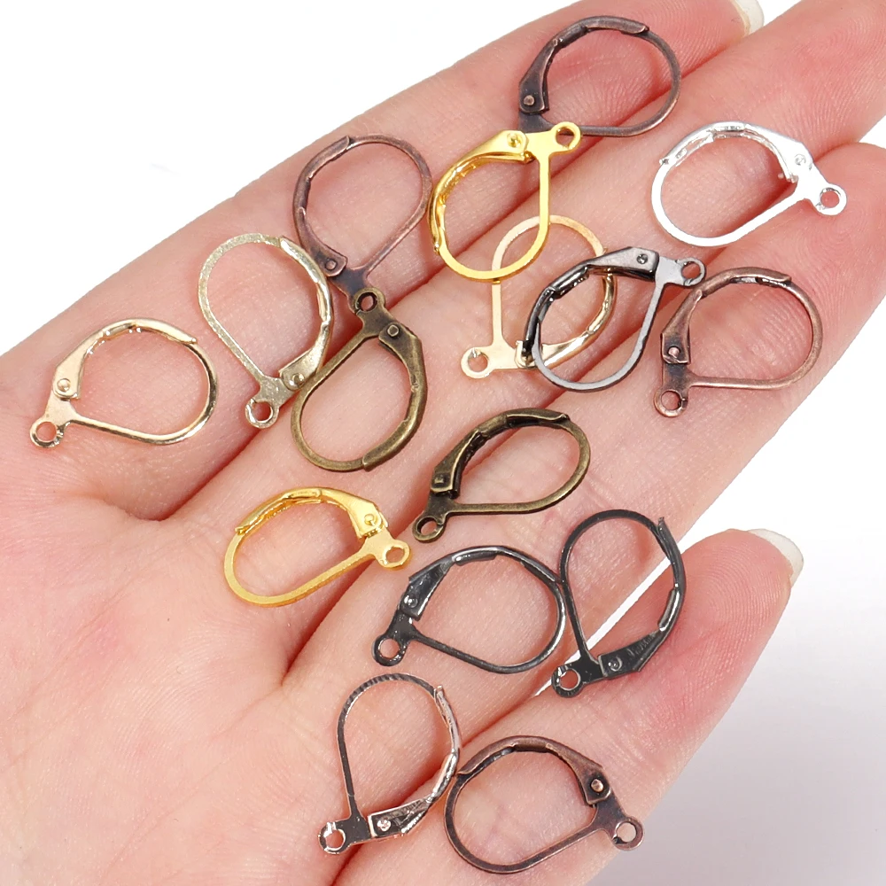 50pcs/lot Hypoallergenic Earring Hooks French Lever Back Earwire Stainless Steel Earrings Clasp for Jewelry Making Findings