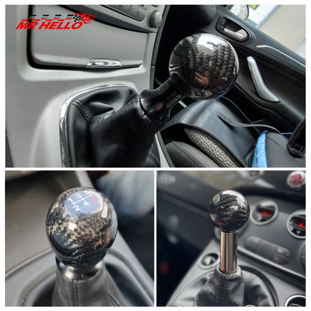Rennsport-Schaltknauf aus Echtcarbon für Schaltgetriebe, runder Kugelgriff – Detail 6