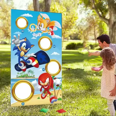 Sonic The Hedgehog Background Throwing Bean Bag Game Kids Party Supplies Decoration Beanbag Flag Boy Girl Birthday Children Gift
