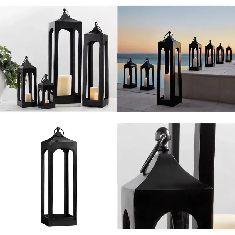 Retro Metal LED Candle Lanterns for Wedding Christmas Home Decoration Eco Friendly Hanging Lamp Vintage Style Indoor Outdoor
