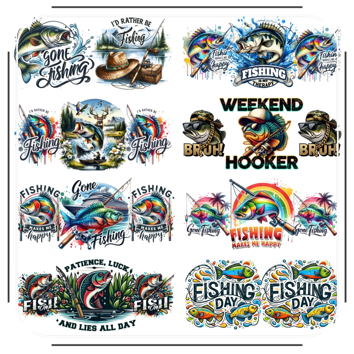 

НОВАЯ серия для рыбалки на открытом воздухе, водонепроницаемые наклейки «сделай сам», 3D-переферы, наклейки UVDTF, 16 унций, УФ-обертывания для чашек DTF для очков Libbey