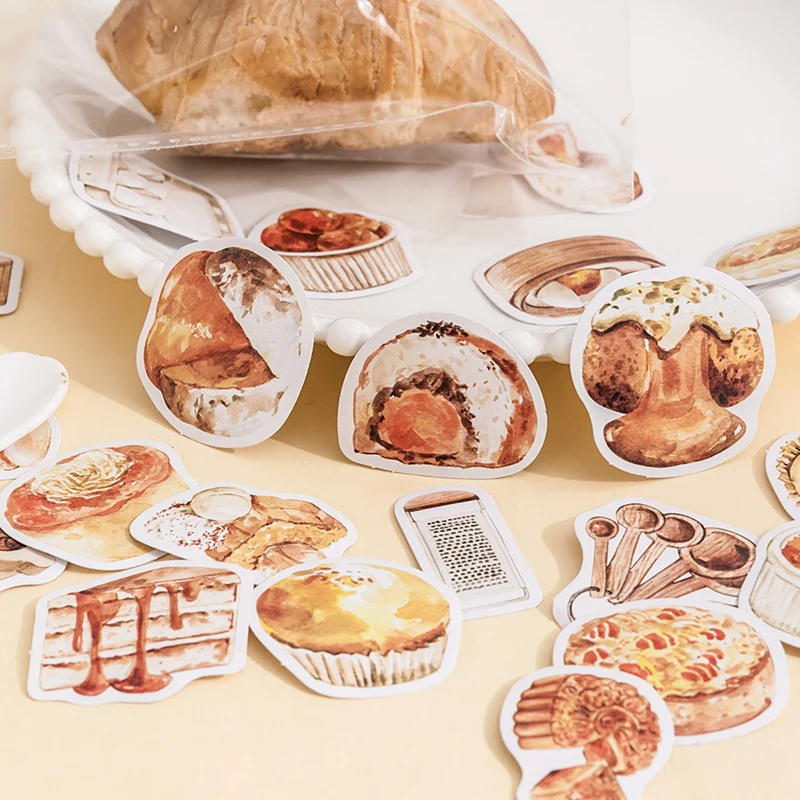 45pcs Warn Baking Stickers Boxed Set Bread Cake Donuts Decoration Adhesive Note for Diary Album Journal School A7158