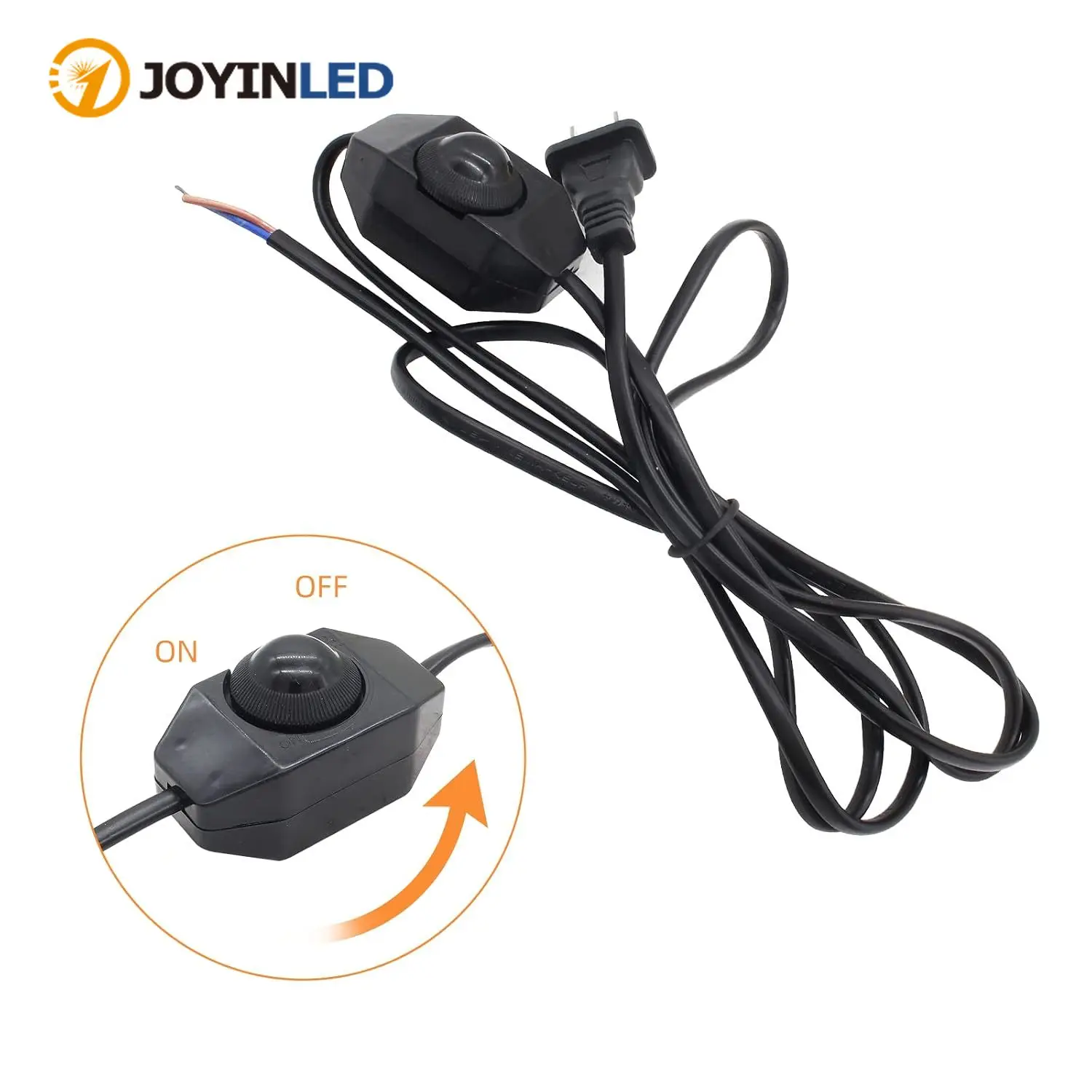 1.8m US/ EU Plug Switching Power Cord Wire Extended Plug Cable with Dimmable Switch for Table Lamp Floor Lamp Electricity Wire