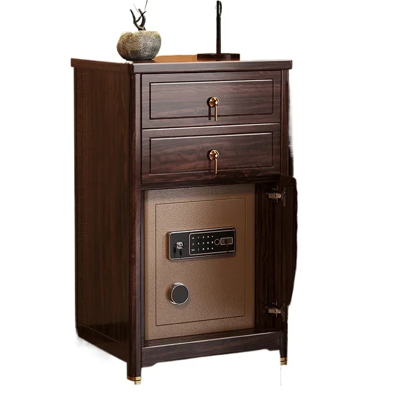 Solid wood bedside table, safe, integrated household small locker, intelligent hidden safe with fingerprint and password