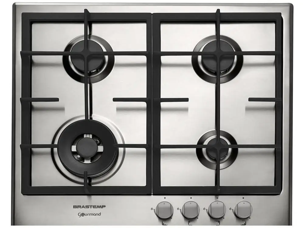 Cooktop 4 Bocas a Gás Natural e GLP Brastemp Inox - 220V