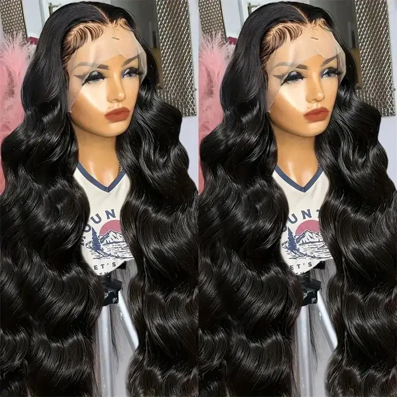 Rosabeauty HD Body Wave Nature Color 13X6 Transparent Lace Frontal Wig 13X4 Front Human Hair Glueless Wig 250% Density