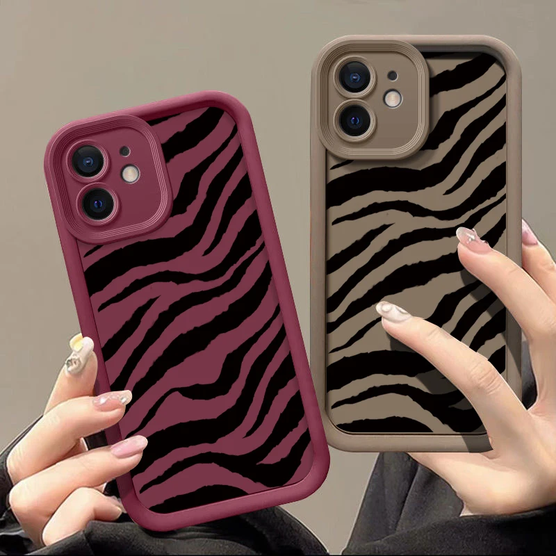 Zebra Stripe Phone Case For iPhone 16 15 14 Pro Max Plus 13 12 11 Pro Max 7 8 XS X XR Shockproof Soft Silicone TPU Back Cover