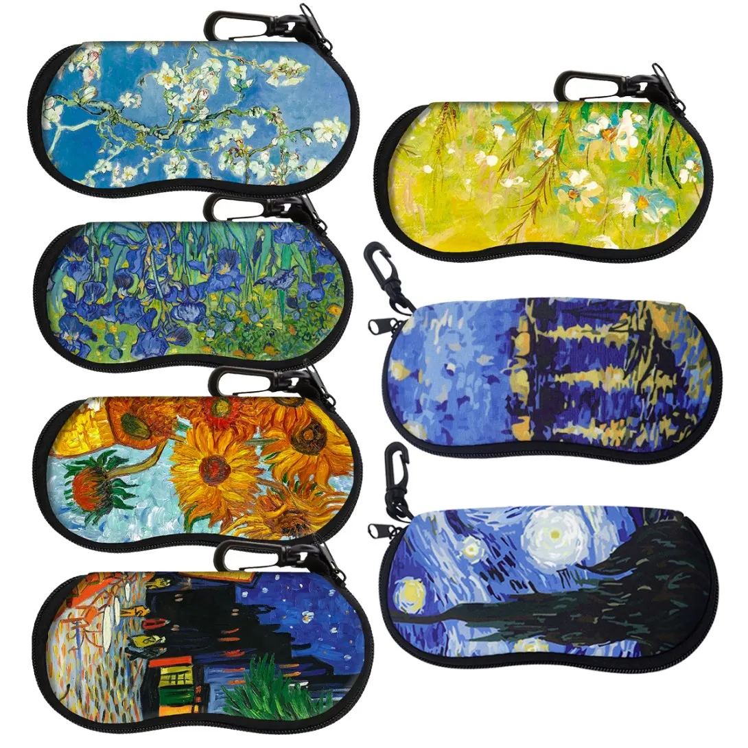 Étui à lunettes pour peinture à l'huile, coque de protection pour lunettes de paysage, accessoires pour vêtements, sac à lunettes à la mode pour hommes et femmes, cadeaux pour amis